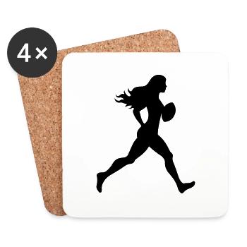 American Football Woman Silhouette - Coasters (set of 4) - white - Front