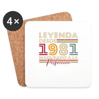 Légende depuis 1981 Cadeau d’anniversaire - Dessous de verre (lot de 4) - blanc - Devant