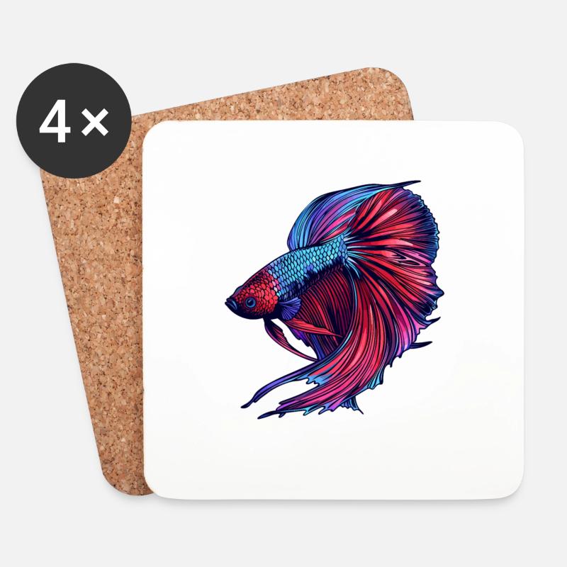 Bettas Betta Fisch Betta - Untersetzer (4er-Set) - Weiß