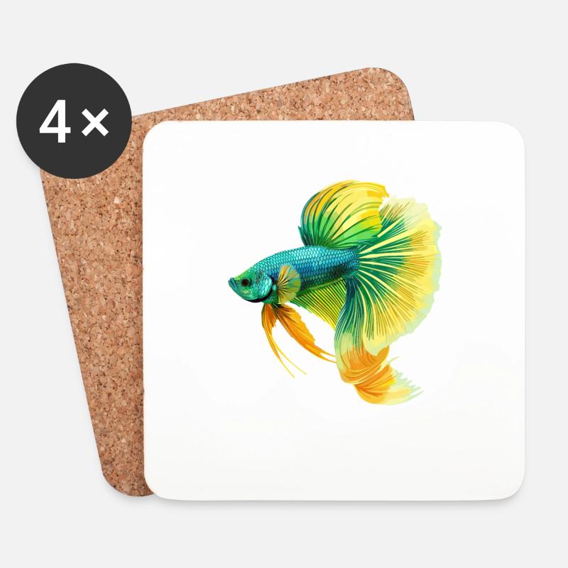 Bettas Betta Fisch Betta - Untersetzer (4er-Set) - Weiß