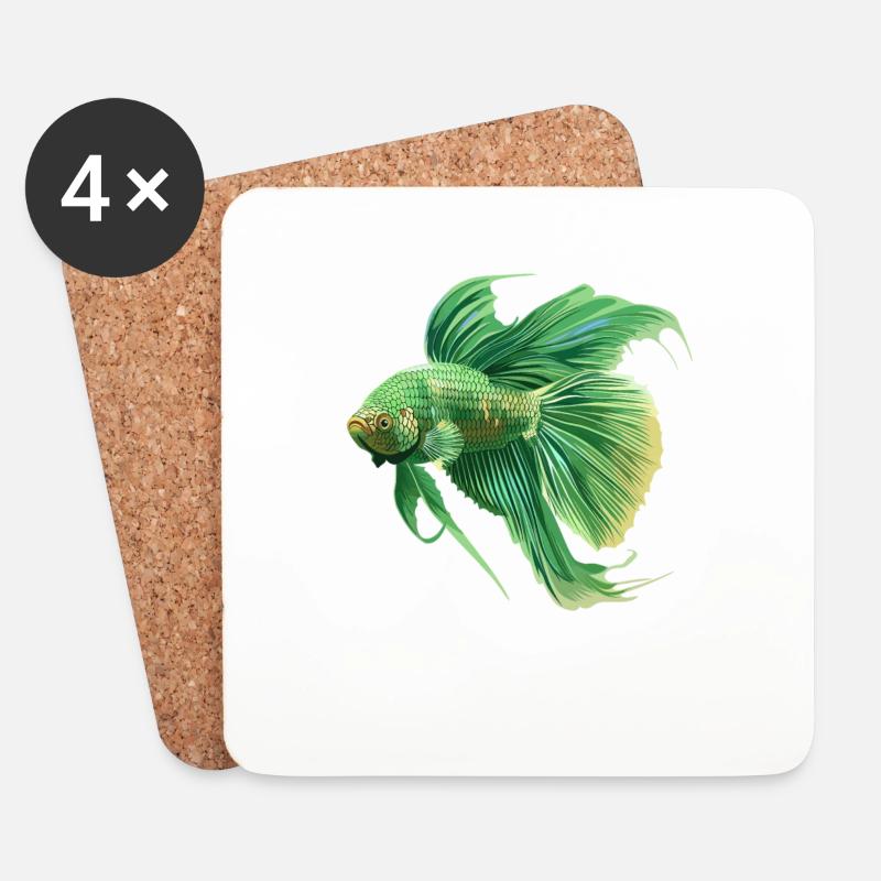 Bettas Betta Fisch Betta - Untersetzer (4er-Set) - Weiß