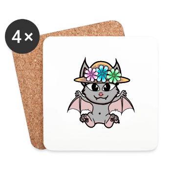 Halloween Fledermaus Fledermäuse Kinder Kind - Untersetzer (4er-Set) - Weiß - Vorne