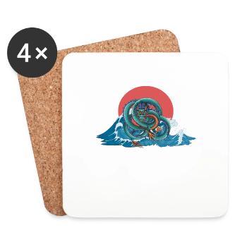 Dragon Japonais Chine Asie - Dessous de verre (lot de 4) - blanc - Devant