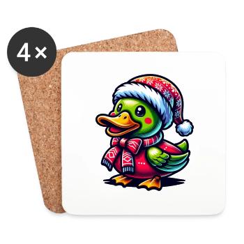 Noël Canard Sucré - Dessous de verre (lot de 4) - blanc - Devant