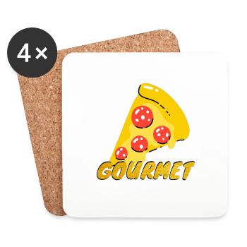 Gourmet Pizza Slices Graphic Gourmet Pizza Slice - Coasters (set of 4) - white - Front