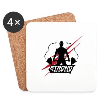 GYM, STRONG EVERY DAY - Coasters (set of 4) - white - Front