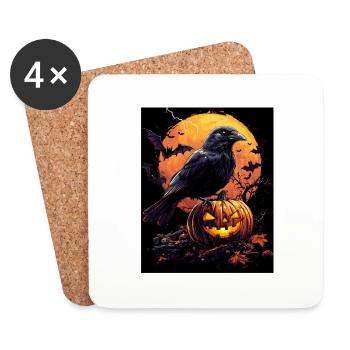 Halloween Gift Women Crow Men Kids Decoration - Coasters (set of 4) - white - Front