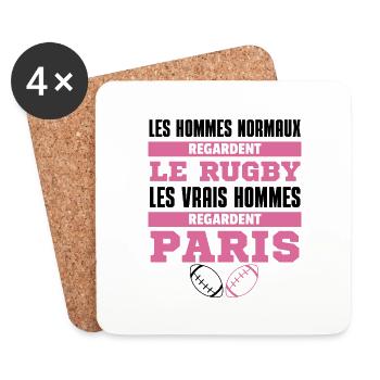 Vrais Hommes Regardent Paris - Dessous de verre (lot de 4) - blanc - Devant