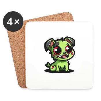 Hund Zombie Halloween Lustig - Untersetzer (4er-Set) - Weiß - Vorne