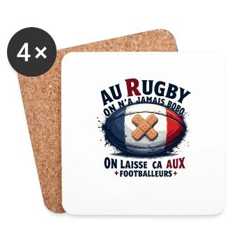 Au Rugby On N'A Jamais BOBO On Laisse ça Aux Foot - Dessous de verre (lot de 4) - blanc - Devant