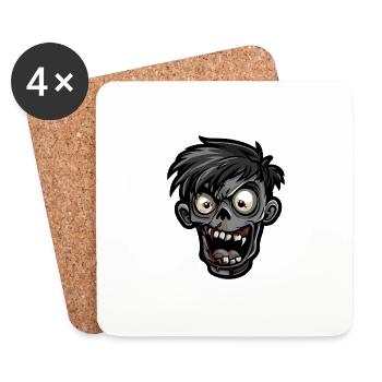 Zombie Halloween Tête de bande dessinée - Dessous de verre (lot de 4) - blanc - Devant