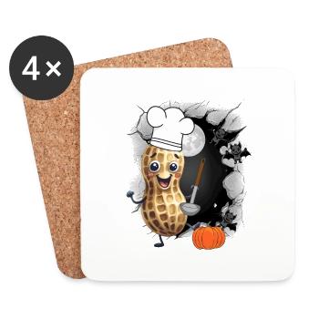 Cacahuète Halloween Cuisinier Cuisiniers Cuisinier Citrouille Enfants - Dessous de verre (lot de 4) - blanc - Devant