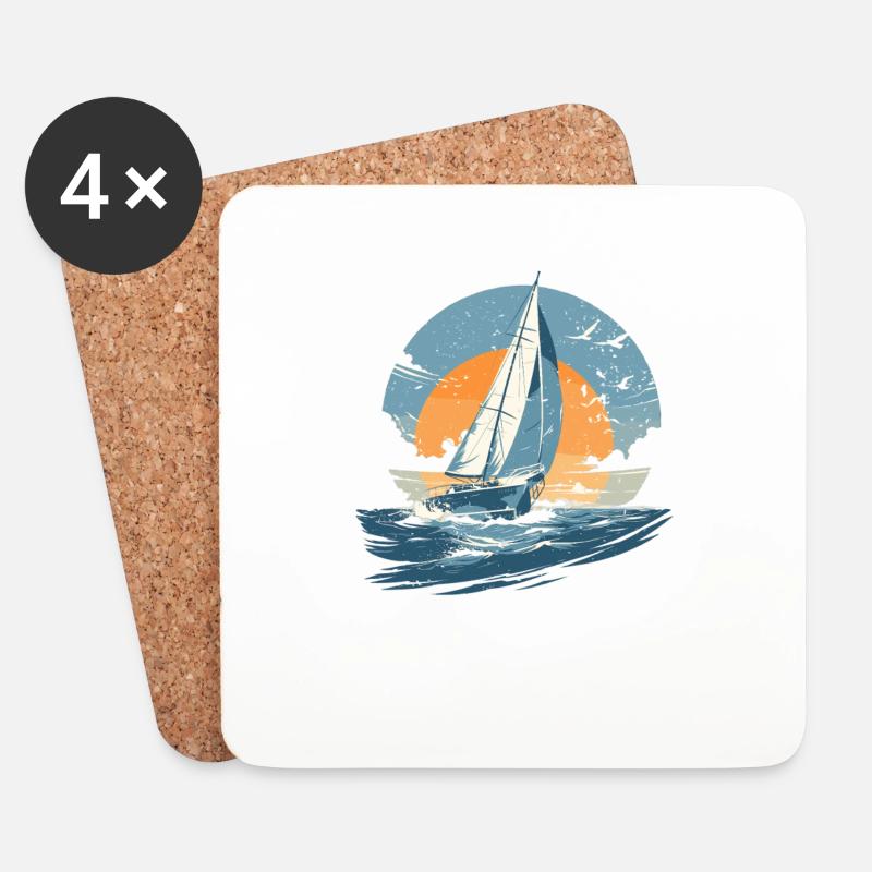 Segeln Segler Boot Schiff Seesegeln - Untersetzer (4er-Set) - Weiß