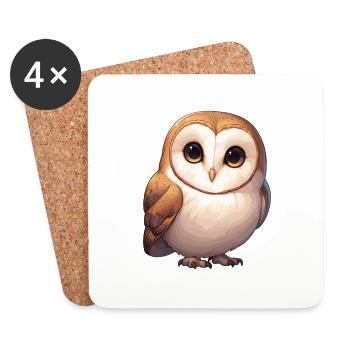 Barn Owl Schleiereulen Schleiereule - Untersetzer (4er-Set) - Weiß - Vorne