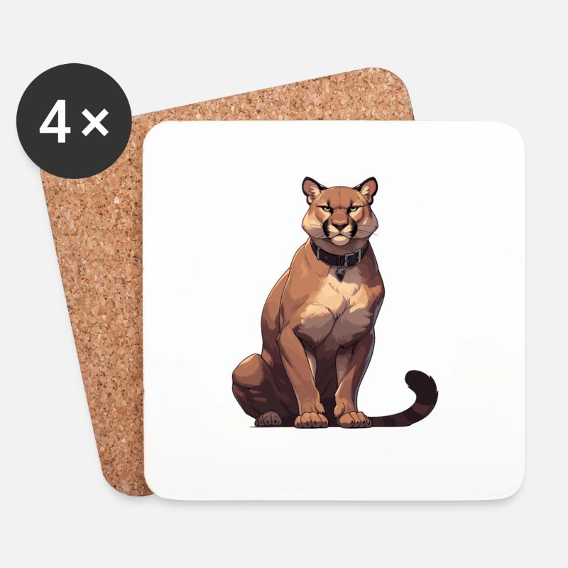 Cougar Berglöwen Berglöwe - Untersetzer (4er-Set) - Weiß