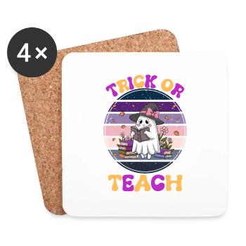 trick or teach cute halloween shirt for teachers - Coasters (set of 4) - white - Front