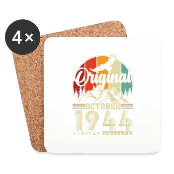 Original October 1944 Vintage Birthday - Coasters (set of 4) - white - Front
