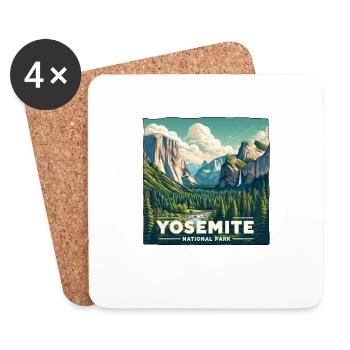 Yosemite National Park, Mountains, Forest, Nature USA - Coasters (set of 4) - white - Front