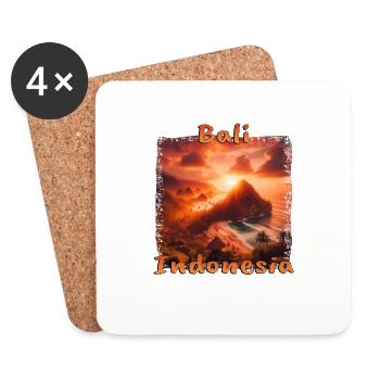 Bali Sunset Beach Indonesia Tropics - Coasters (set of 4) - white - Front