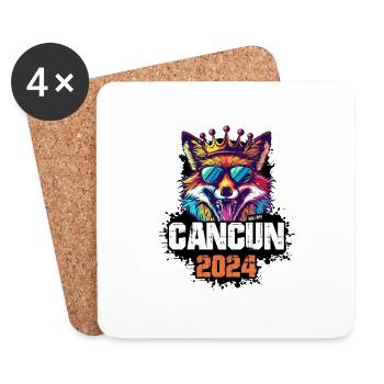 Cancun 2024 Urlaub Fuchs - Untersetzer (4er-Set) - Weiß - Vorne