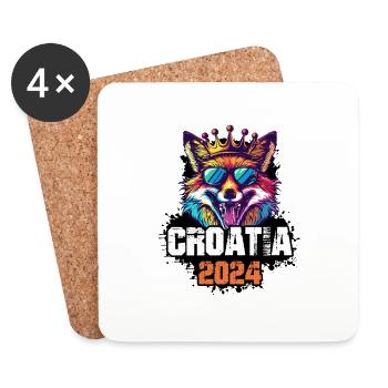 Croatia 2024 Urlaub Fuchs - Untersetzer (4er-Set) - Weiß - Vorne