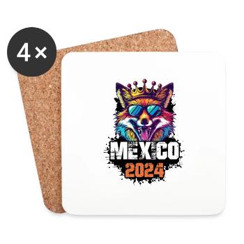 Mexique 2024 Vacances Renard - Dessous de verre (lot de 4) - blanc - Devant