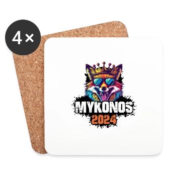 Mykonos 2024 Urlaub Fuchs - Untersetzer (4er-Set) - Weiß - Vorne