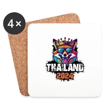Thailand 2024 Urlaub Fuchs - Untersetzer (4er-Set) - Weiß - Vorne