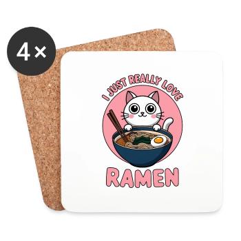 Ramen Cat Anime Funny Kawaii Ramen Gift - Coasters (set of 4) - white - Front