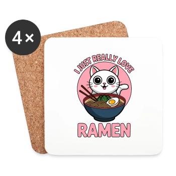 Ramen Cat Anime Funny Kawaii Ramen Gift - Coasters (set of 4) - white - Front