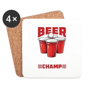 Beer Pong Champ - Untersetzer (4er-Set) - Weiß - Vorne