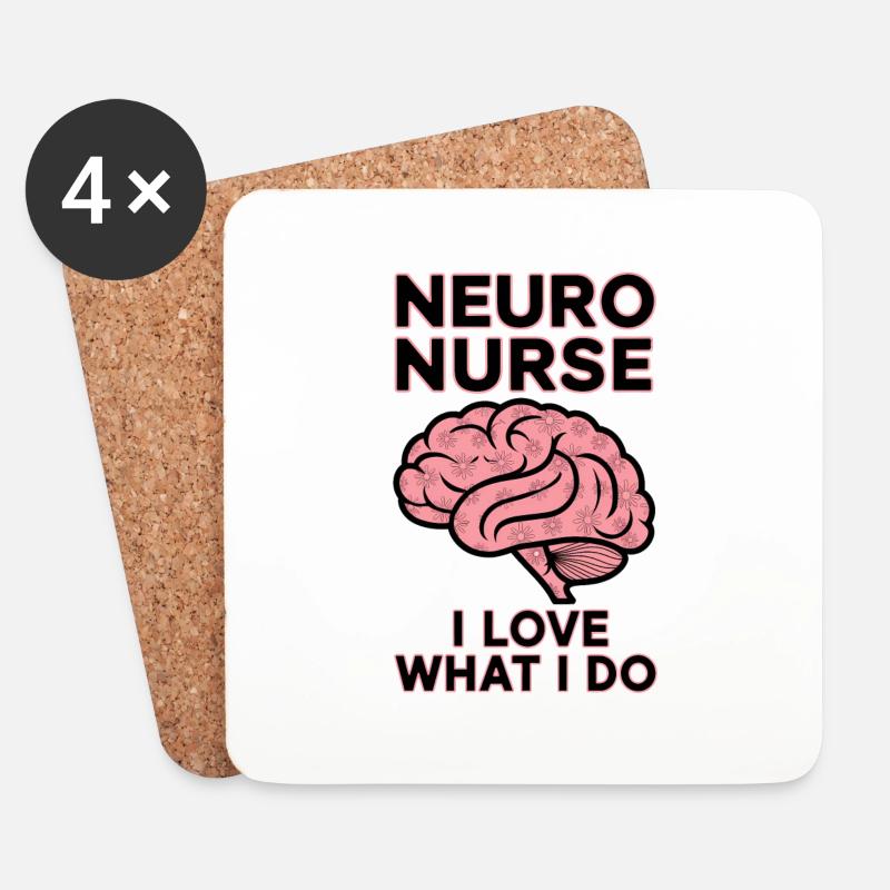 Neuro Nurse Pflegefachkraft Neurologie Geschenk - Untersetzer (4er-Set) - Weiß