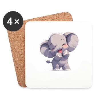 Elephant Elefanten Elefant - Untersetzer (4er-Set) - Weiß - Vorne