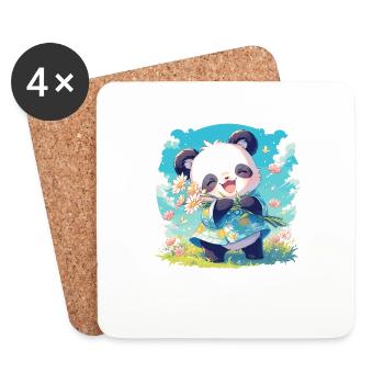 Pandas Panda - Dessous de verre (lot de 4) - blanc - Devant