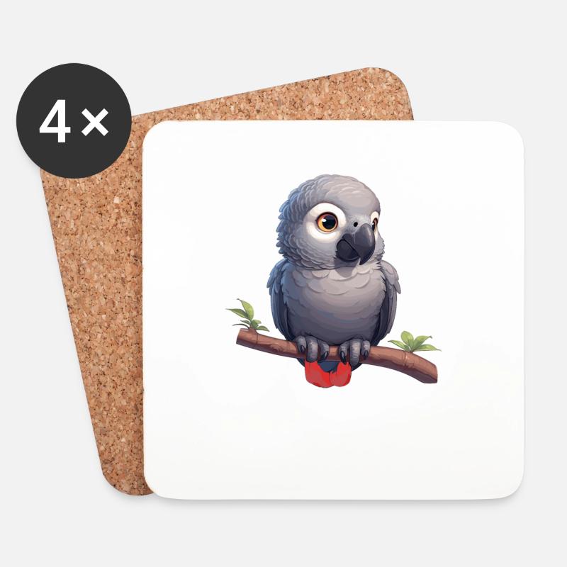 Gray Parrot Graupapageis Graupapagei - Untersetzer (4er-Set) - Weiß