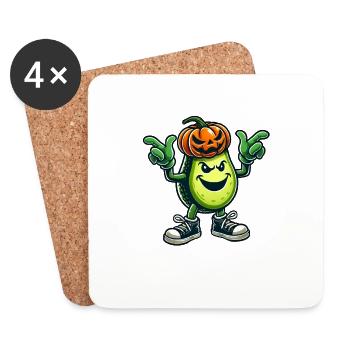 Halloween avocat monstre citrouille dessin animé - Dessous de verre (lot de 4) - blanc - Devant