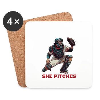 I Catch She Pitches 2 - Untersetzer (4er-Set) - Weiß - Vorne