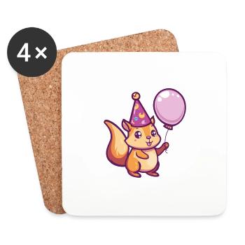 Eichhörnchen Geburtstag Baby - Untersetzer (4er-Set) - Weiß - Vorne