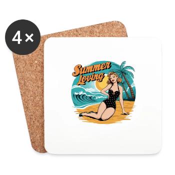 Retro Summer Loving Beach Vibes for a - Coasters (set of 4) - white - Front