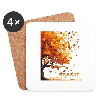 AUTUMN TREE LEAVES - Coasters (set of 4) - white - Front