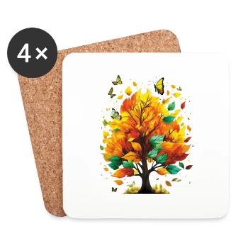 HERBSTBAUM - Untersetzer (4er-Set) - Weiß - Vorne