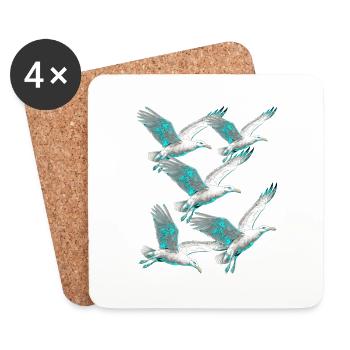 maritime, mouettes, mouettes, côte, mer du Nord, mer Baltique - Dessous de verre (lot de 4) - blanc - Devant