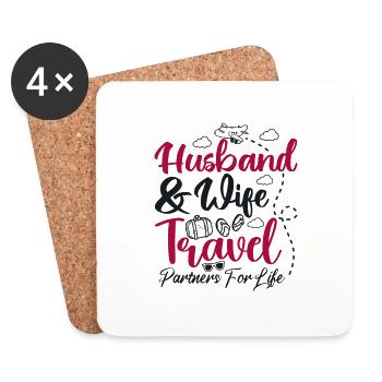 Couple Matching Husband And Wife Travel Partners - Coasters (set of 4) - white - Front