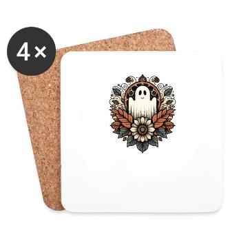 Cute ghost portrait - Coasters (set of 4) - white - Front
