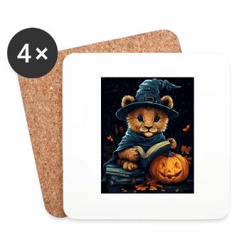 Halloween Cadeau Femmes Lion Hommes Enfants Décoration - Dessous de verre (lot de 4) - blanc - Devant