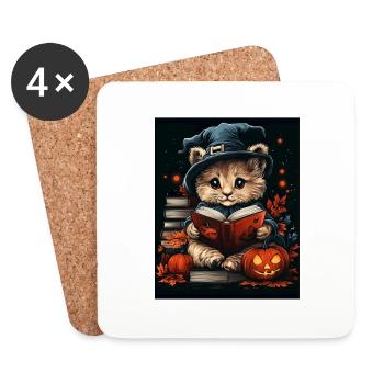 Halloween Cadeau Femmes Lion Hommes Enfants Décoration - Dessous de verre (lot de 4) - blanc - Devant