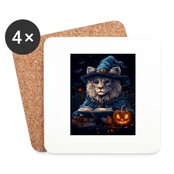 Halloween Cadeau Femmes Lion Hommes Enfants Décoration - Dessous de verre (lot de 4) - blanc - Devant
