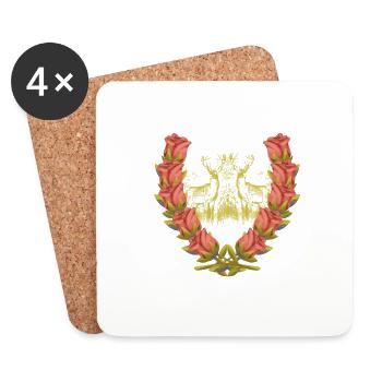 Deer Antlers Red Deer Roses Deer Deer Roebuck - Coasters (set of 4) - white - Front