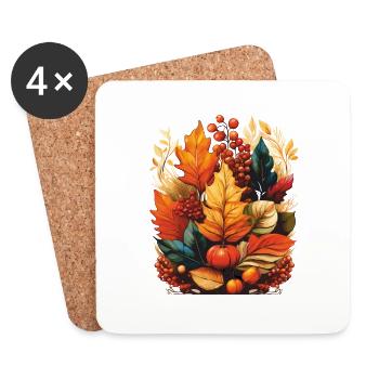 AUTUMN LEAVES - Coasters (set of 4) - white - Front