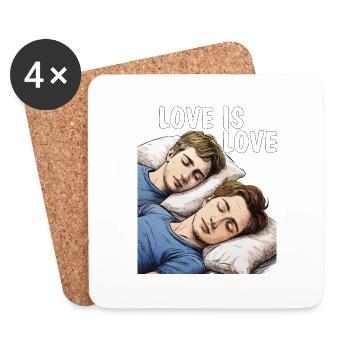 MEN SLEEPING LOVE IS LOVE - Coasters (set of 4) - white - Front